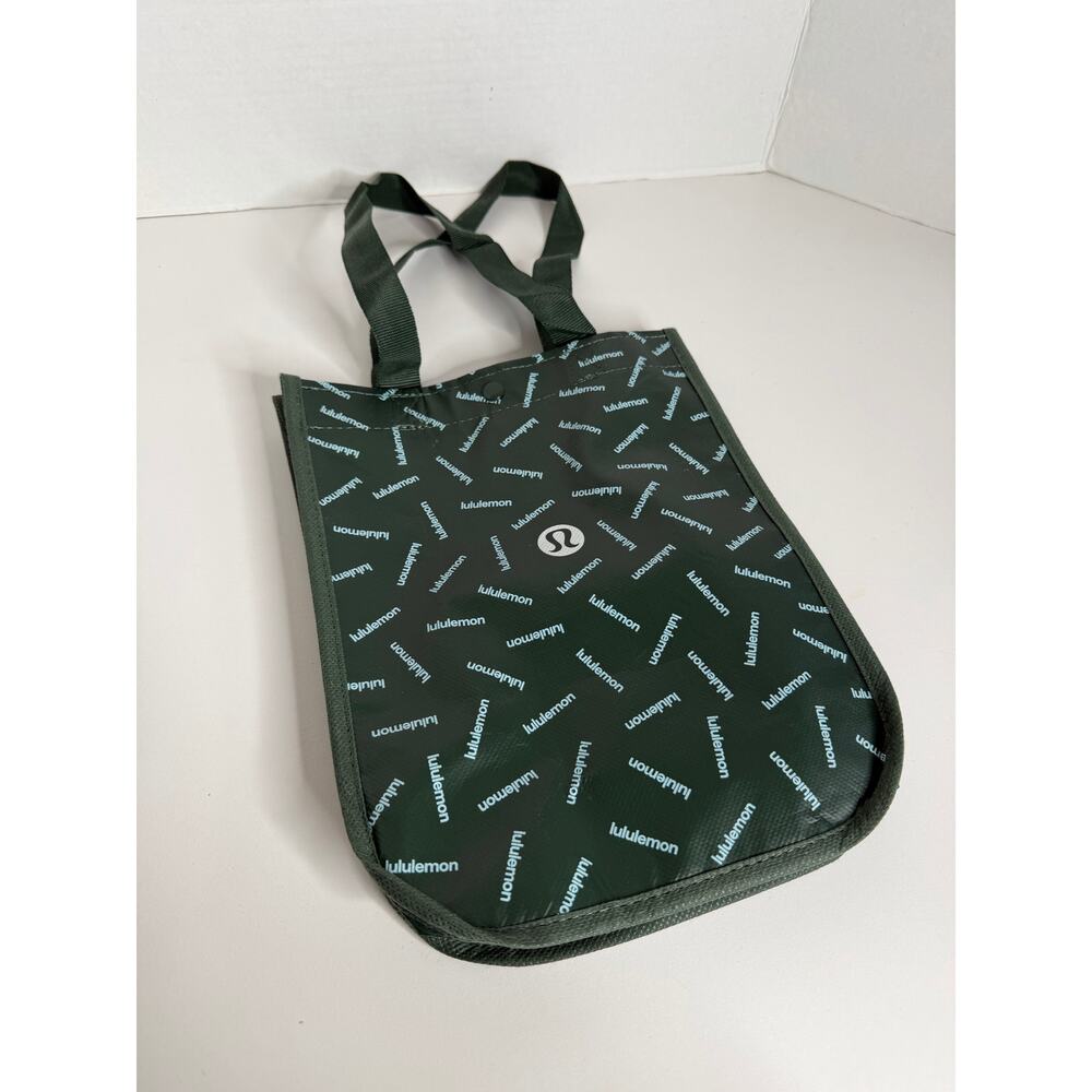 LULULEMON ATHLETICA Reusable Shopping Tote bag Dark Green White Logo Like new - Picture 3 of 5